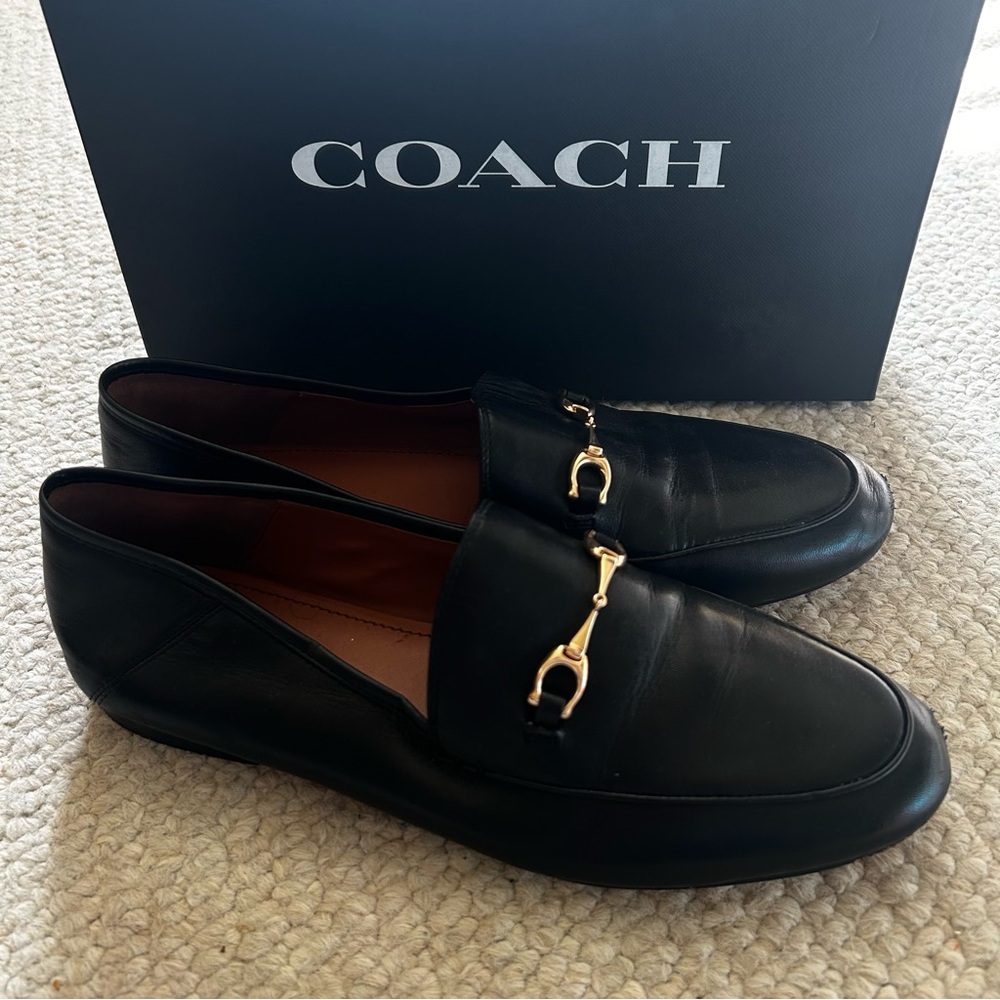 Coach Haley Leather Slip-On Loafers with Gold Accent